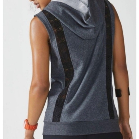 Fabletics Black and Gray Saige Vest Hoodie Soft Women - Picture 2 of 11